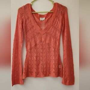 Cache' Tussah Silk Knitted Top Orange